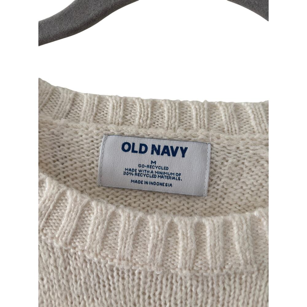 Old Navy Ivory Crewneck Sweater Women’s Medium Soft Cozy Knit Pullover Cream M - Picture 3 of 10